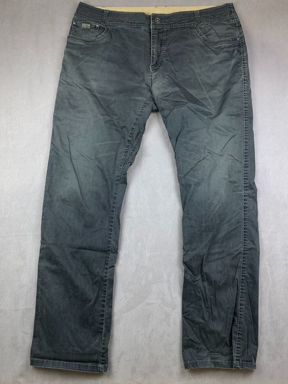 Kuhl Mens D'Lux Pants 38 Gray Patina Dye Slim Straight Leg Outdoor Cotton 38x34